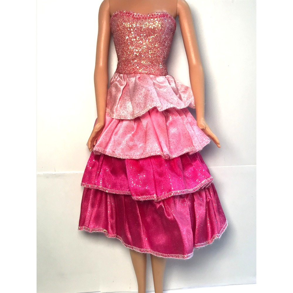 Barbie Doll Clothing 2009 Sparkle Lights Pink Ruffle Skirt Glittery Top Dress